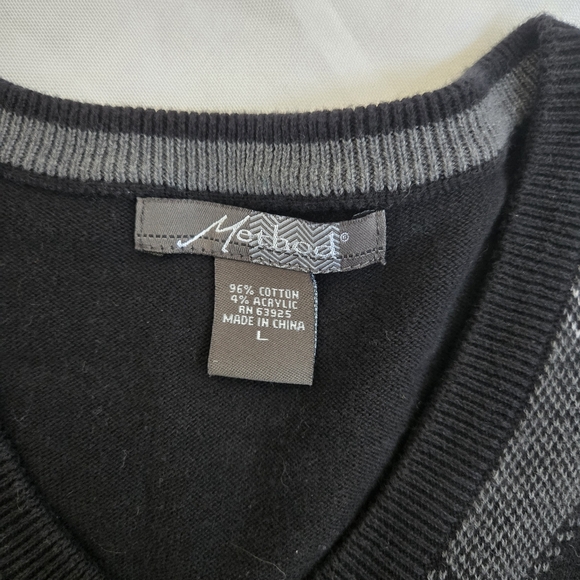 Method Tight Knit V-Neck Sweater Vest Diamond Design Men’s Size Large Preppy - Picture 5 of 8